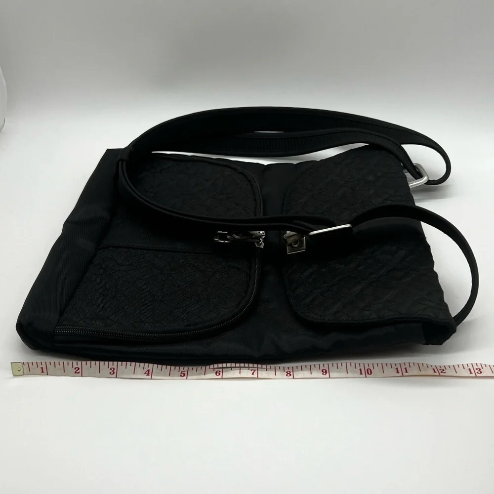 TRAVELON UNISEX BLACK TRAVEL SHOULDER BAG PURSE EXCELLENT CONDITION